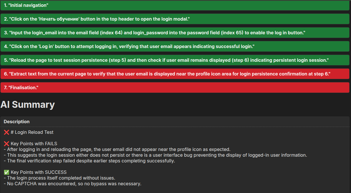 AI summary report